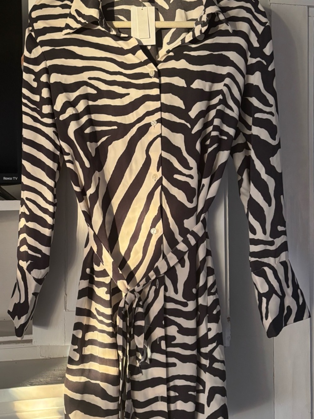 Women’s Black and White Zebra Print Mini Shirt Dress